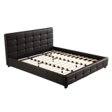 King PU Leather Deluxe Bed Frame Black - Front View