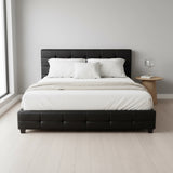King PU Leather Deluxe Bed Frame Black