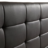 King PU Leather Deluxe Bed Frame Black - Low Angle