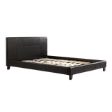 Queen PU Leather Bed Frame Black - Front View
