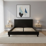 Queen PU Leather Bed Frame Black - 45-Degree Angle
