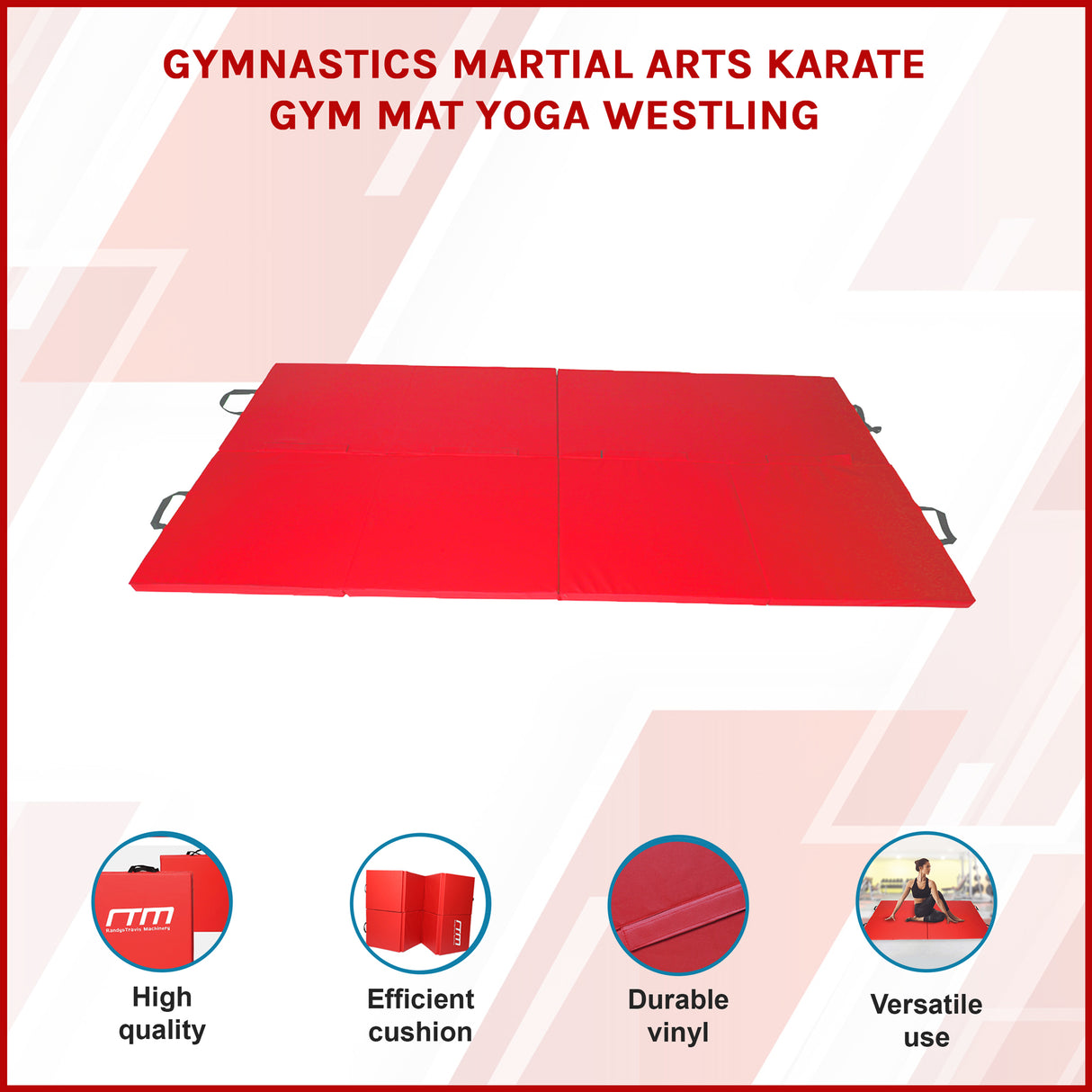Folding Red Exercise Mat &ndash; Gymnastics, Martial Arts, Yoga, Karate & Judo Training