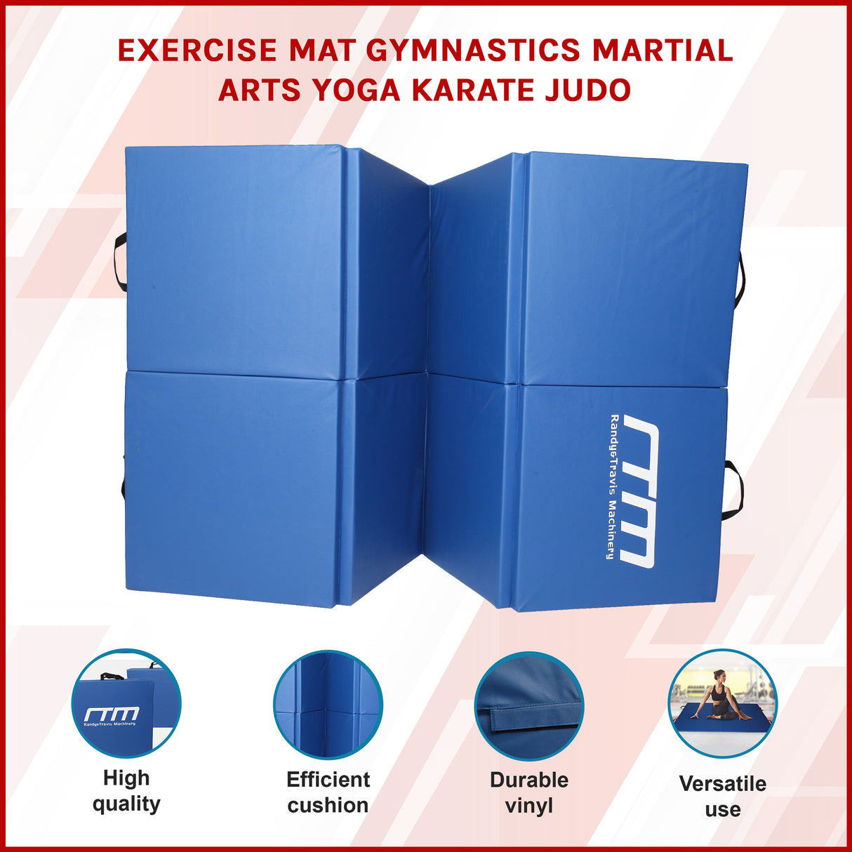 Folding Blue Exercise Mat &ndash; Gymnastics, Martial Arts, Yoga, Karate & Judo Training