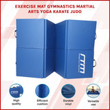 Folding Blue Exercise Mat &ndash; Gymnastics, Martial Arts, Yoga, Karate & Judo Training - Front View