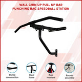 Wall Chin Up & Pull Up Bar with Punching Bag and Speedball Station Combo - Front View