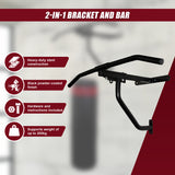 Wall Chin Up & Pull Up Bar with Punching Bag and Speedball Station Combo - Low Angle