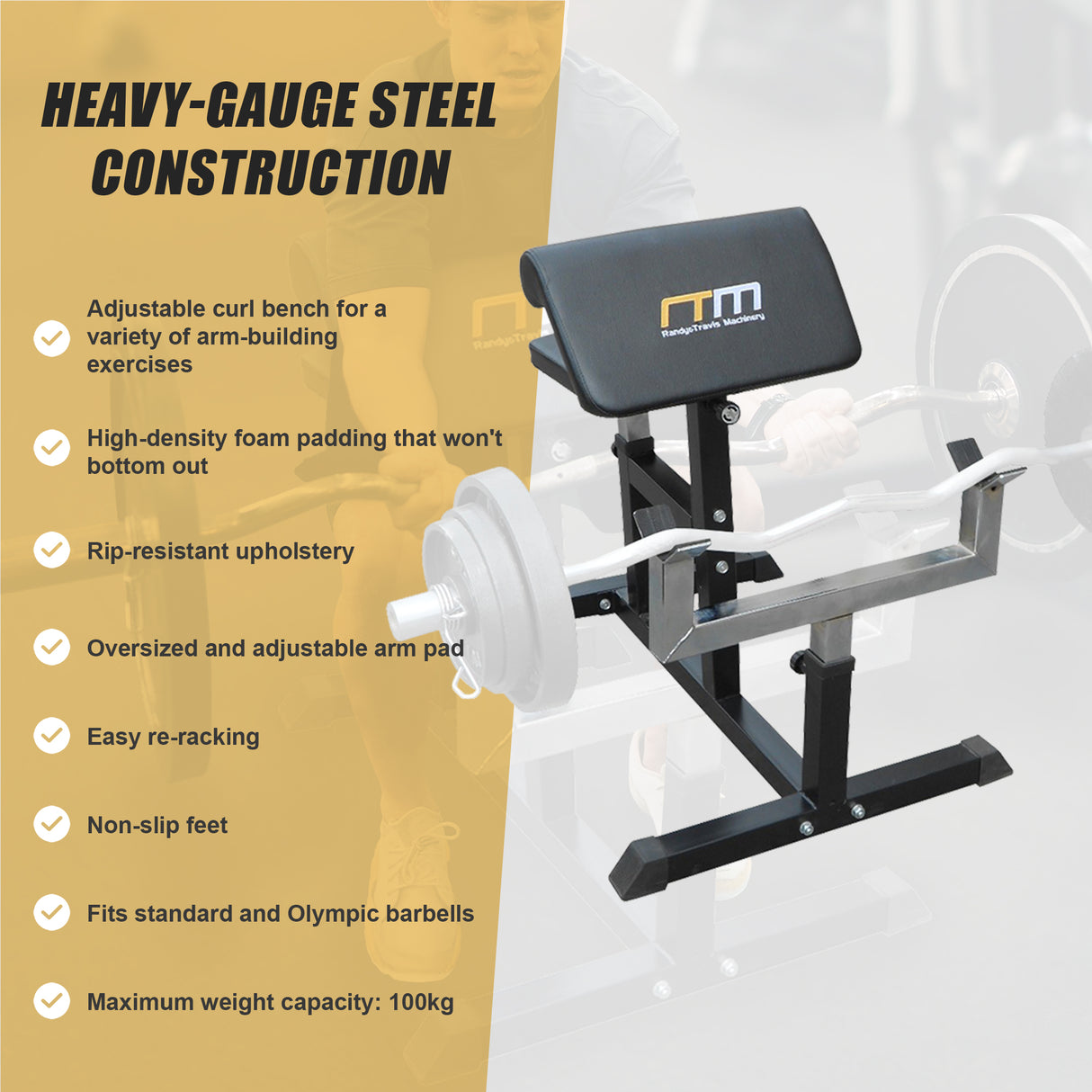 Preacher Curl Bench &ndash; Commercial Weight Bench for Bicep and Arm Workouts