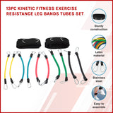 13PC Resistance Bands Set &ndash; Fitness Exercise Tubes with Handles & Leg Bands - Front View