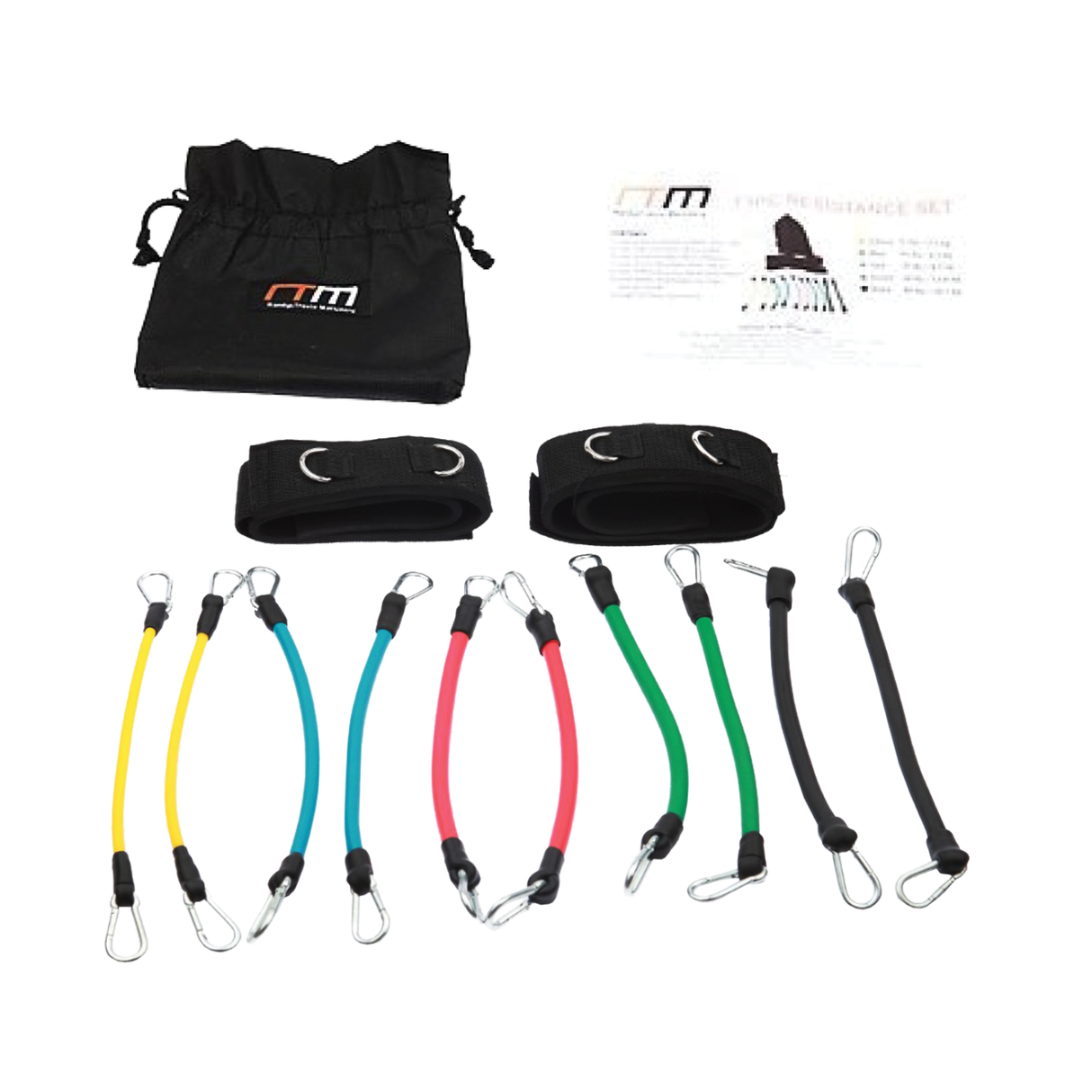 13PC Resistance Bands Set &ndash; Fitness Exercise Tubes with Handles & Leg Bands