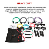 19PC Resistance Exercise Fitness Bands Tubes Kit Yoga Set - Close-Up Angle