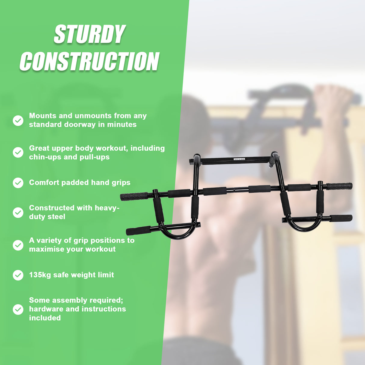 Professional Doorway Pull Up Bar &ndash; Chin Up Gym Exercise Bar for Home Workouts