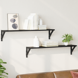Wall Shelves 2 pcs Black Oak 80 x 15 x 15,5 cm Engineered Wood - Side View