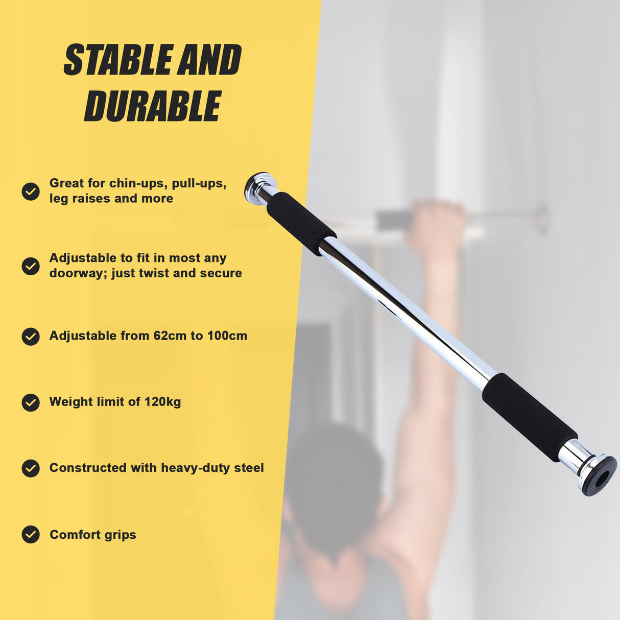 Portable Doorway Chin Up Bar &ndash; Pull Up & Upper Body Training Home Gym