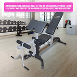 FID Flat Incline Decline Bench Press w/ Leg Extension - Low Angle