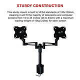 Two-Screen 10-25" Desk Monitor TV Plasma LED LCD Work Mount