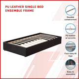 PU Leather Single Bed Ensemble Frame - Side View