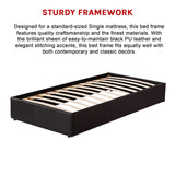 PU Leather Single Bed Ensemble Frame - Low Angle