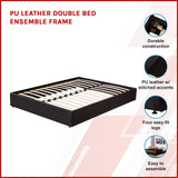 PU Leather Double Bed Ensemble Frame - Side View