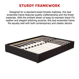 PU Leather Double Bed Ensemble Frame - Low Angle
