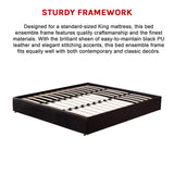 PU Leather King Bed Ensemble Frame - Low Angle