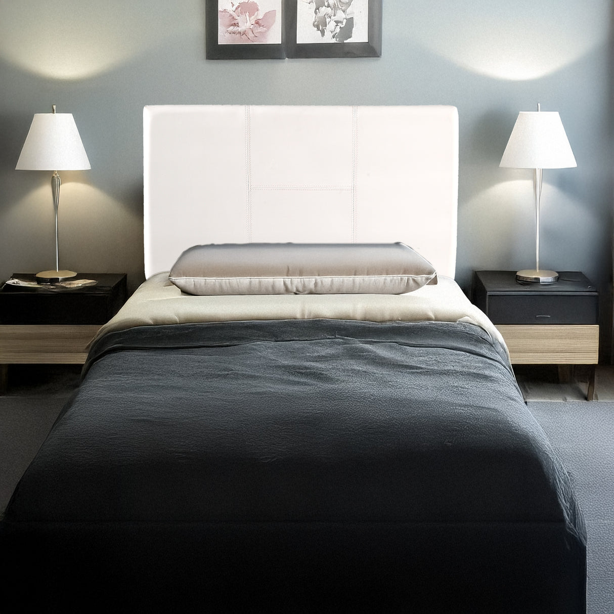 PU Leather Single Bed Headboard Bedhead - White