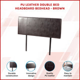 PU Leather Double Bed Headboard Bedhead - Brown - Front View