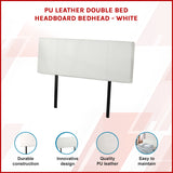 PU Leather Double Bed Headboard Bedhead - White - Front View