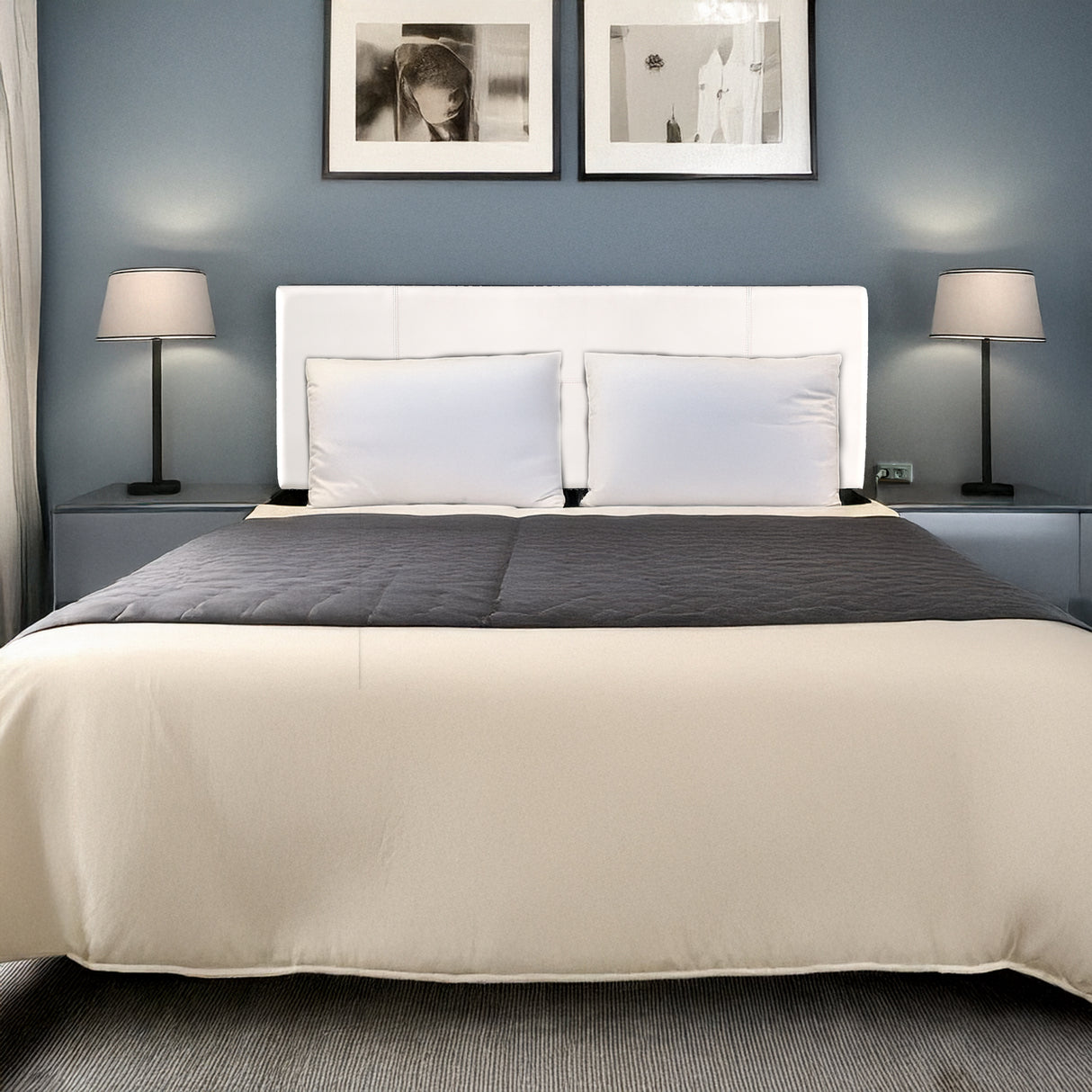 PU Leather Queen Bed Headboard Bedhead - White