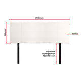 PU Leather Queen Bed Headboard Bedhead - White - Extra Image