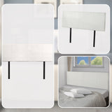PU Leather Queen Bed Headboard Bedhead - White - Close-Up Angle