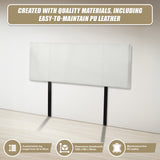 PU Leather Queen Bed Headboard Bedhead - White - Low Angle