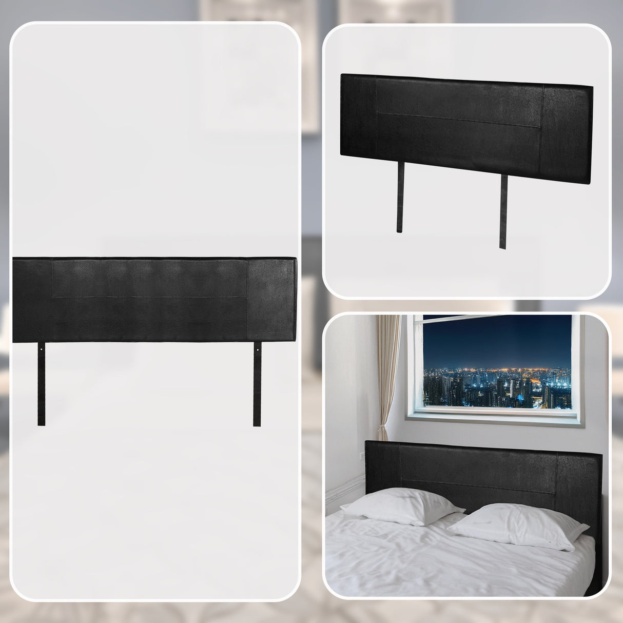 PU Leather King Bed Headboard Bedhead - Black