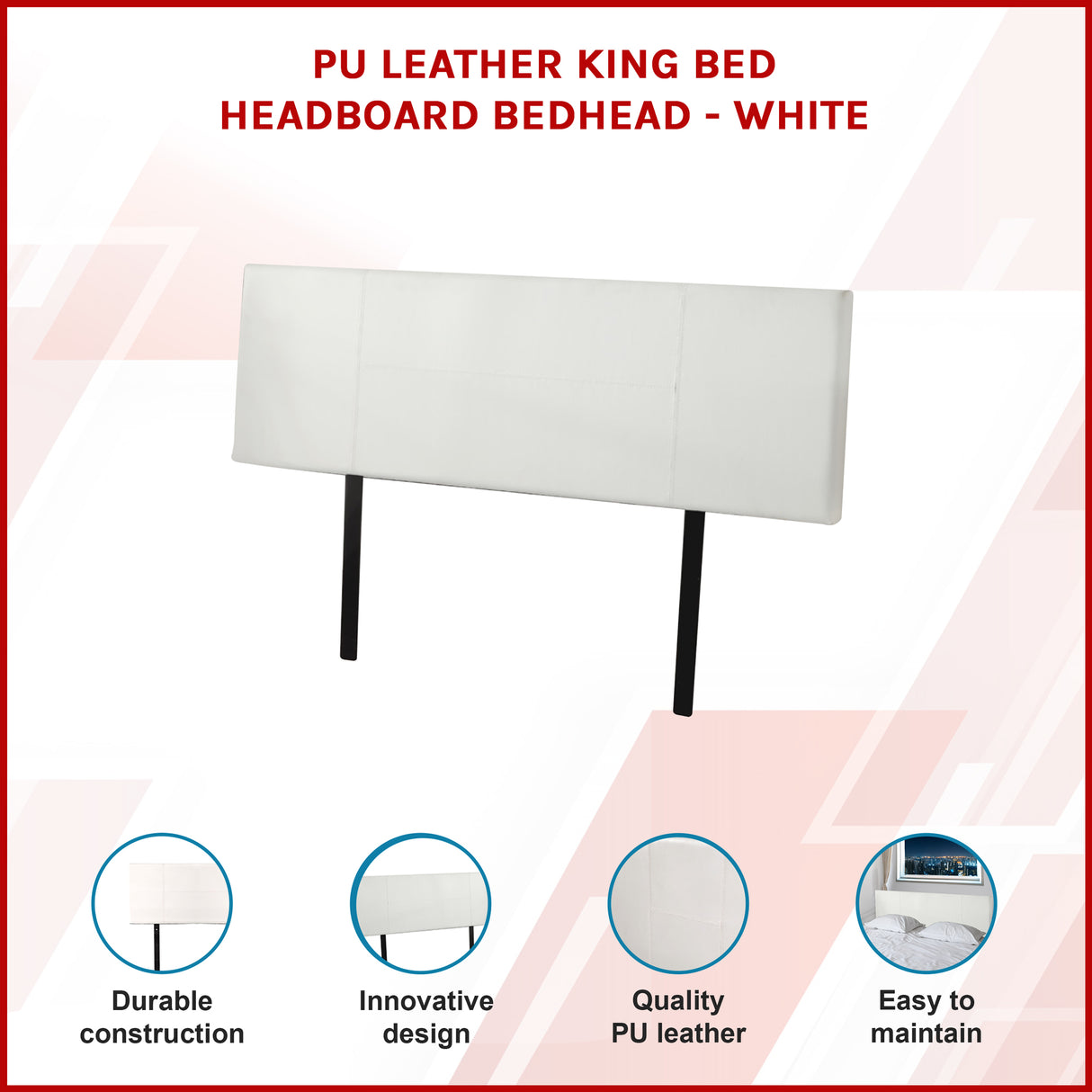 PU Leather King Bed Headboard Bedhead - White