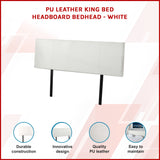 PU Leather King Bed Headboard Bedhead - White - Front View