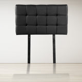 PU Leather Single Bed Deluxe Headboard Bedhead - Black