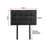 PU Leather Single Bed Deluxe Headboard Bedhead - Black - Close-Up Angle