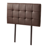 PU Leather Single Bed Deluxe Headboard Bedhead - Brown - Side View