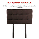 PU Leather Single Bed Deluxe Headboard Bedhead - Brown - 45-Degree Angle