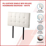 PU Leather Single Bed Deluxe Headboard Bedhead - White - Front View
