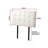 PU Leather Single Bed Deluxe Headboard Bedhead - White - Rear View