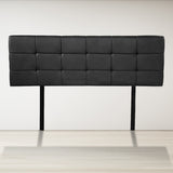 PU Leather Double Bed Deluxe Headboard Bedhead - Black