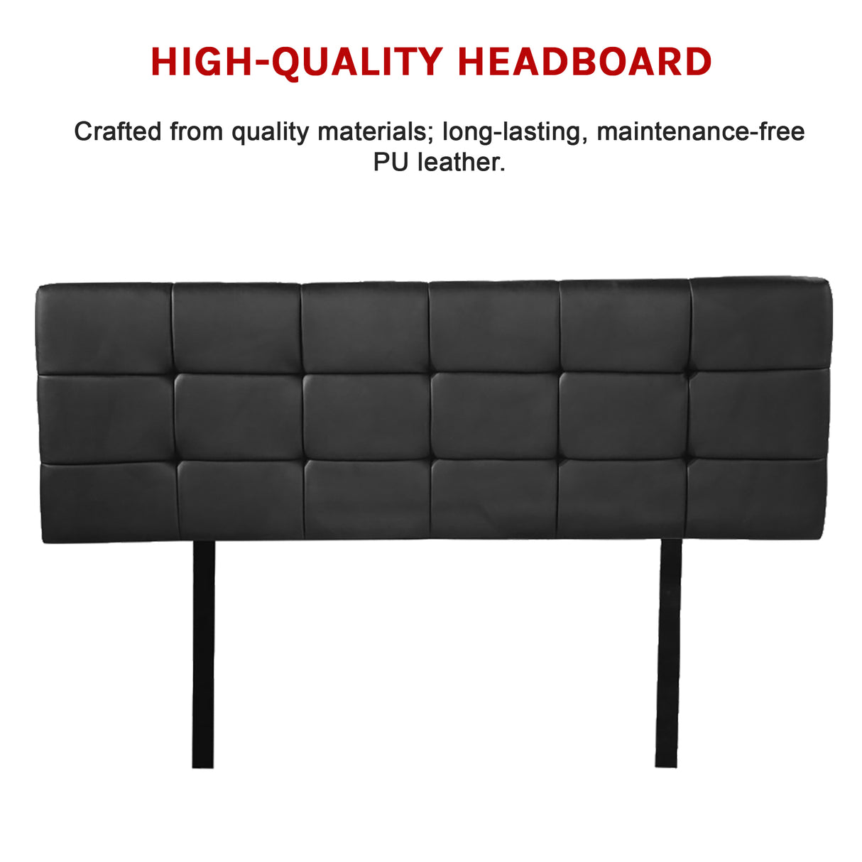 PU Leather Double Bed Deluxe Headboard Bedhead - Black