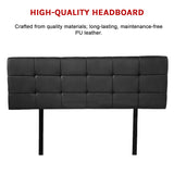 PU Leather Double Bed Deluxe Headboard Bedhead - Black