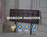 PU Leather Double Bed Deluxe Headboard Bedhead - Brown