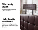 PU Leather Double Bed Deluxe Headboard Bedhead - Brown - Top-Down View