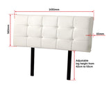 PU Leather Double Bed Deluxe Headboard Bedhead - White - Rear View