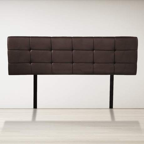 PU Leather Queen Bed Deluxe Headboard Bedhead - Brown
