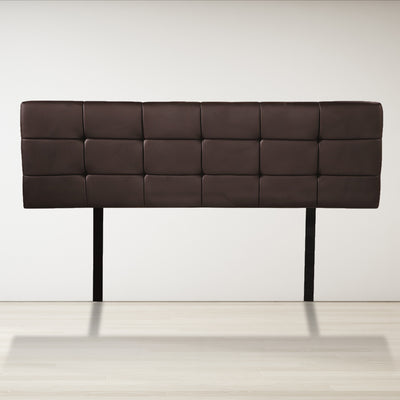 PU Leather Queen Bed Deluxe Headboard Bedhead - Brown
