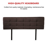 PU Leather Queen Bed Deluxe Headboard Bedhead - Brown - Rear View