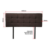 PU Leather Queen Bed Deluxe Headboard Bedhead - Brown - Close-Up Angle
